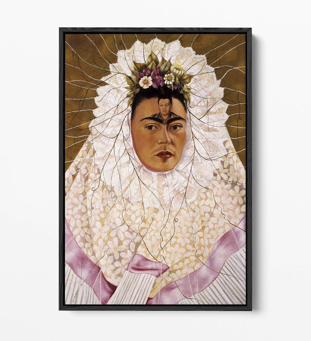 'Self-Portrait as a Tehuana' by Frida Kahlo - Contemporary Float Effect Canvas Wall Art Print with Premium Varnish Finish