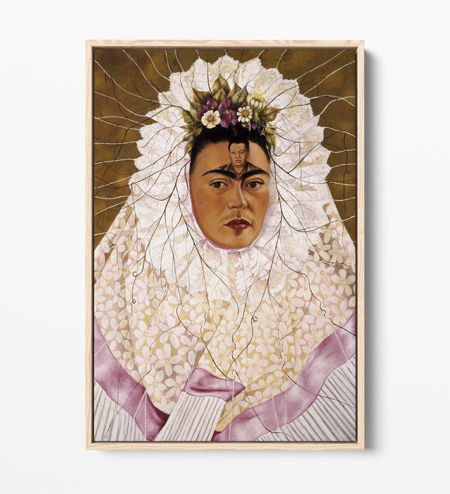 'Self-Portrait as a Tehuana' by Frida Kahlo - Contemporary Float Effect Canvas Wall Art Print with Premium Varnish Finish