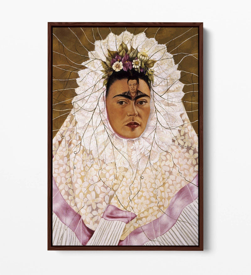 'Self-Portrait as a Tehuana' by Frida Kahlo - Contemporary Float Effect Canvas Wall Art Print with Premium Varnish Finish