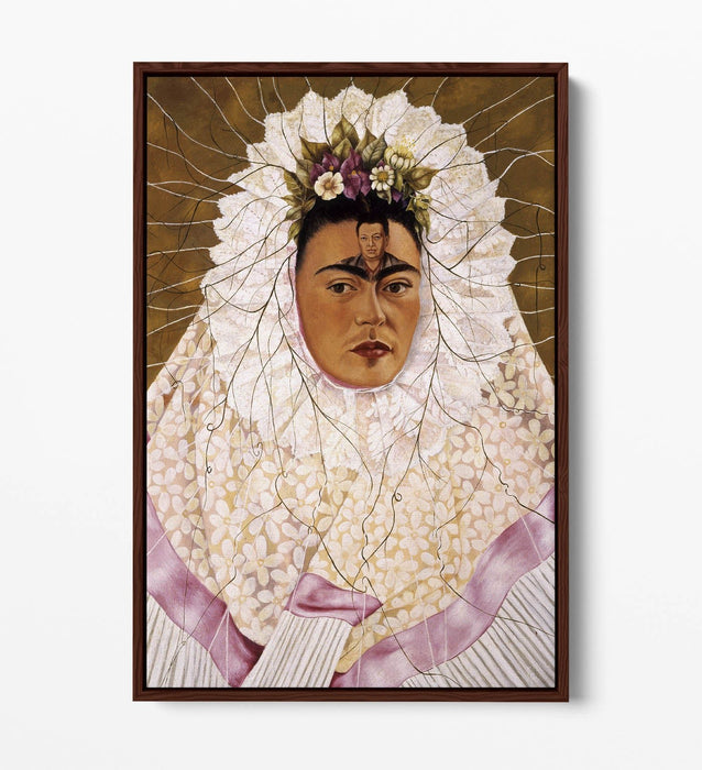 'Self-Portrait as a Tehuana' by Frida Kahlo - Contemporary Float Effect Canvas Wall Art Print with Premium Varnish Finish