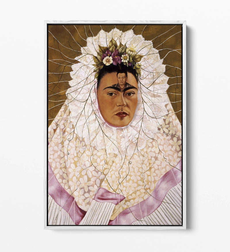 'Self-Portrait as a Tehuana' by Frida Kahlo - Contemporary Float Effect Canvas Wall Art Print with Premium Varnish Finish