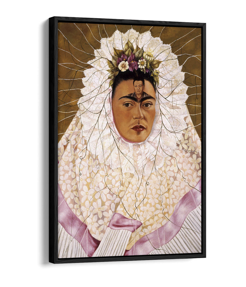 'Self-Portrait as a Tehuana' by Frida Kahlo - Contemporary Float Effect Canvas Wall Art Print with Premium Varnish Finish
