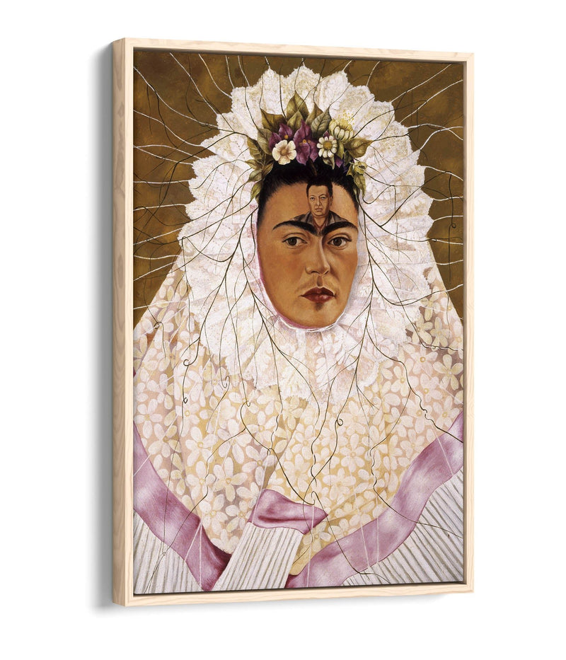 'Self-Portrait as a Tehuana' by Frida Kahlo - Contemporary Float Effect Canvas Wall Art Print with Premium Varnish Finish
