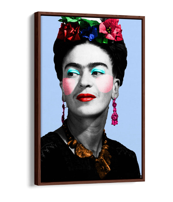 Colourful Frida Kahlo Pop Art - Contemporary Float Effect Canvas Wall Art Print with Premium Varnish Finish