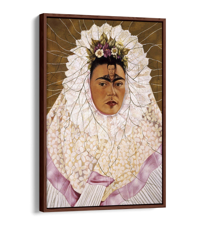 'Self-Portrait as a Tehuana' by Frida Kahlo - Contemporary Float Effect Canvas Wall Art Print with Premium Varnish Finish