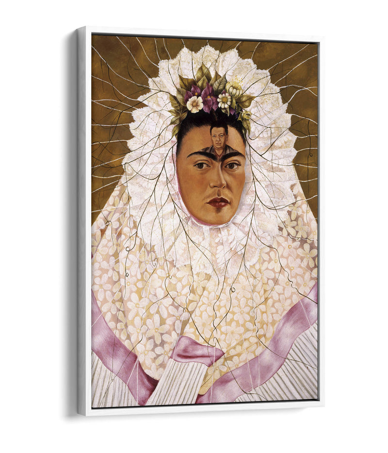 'Self-Portrait as a Tehuana' by Frida Kahlo - Contemporary Float Effect Canvas Wall Art Print with Premium Varnish Finish