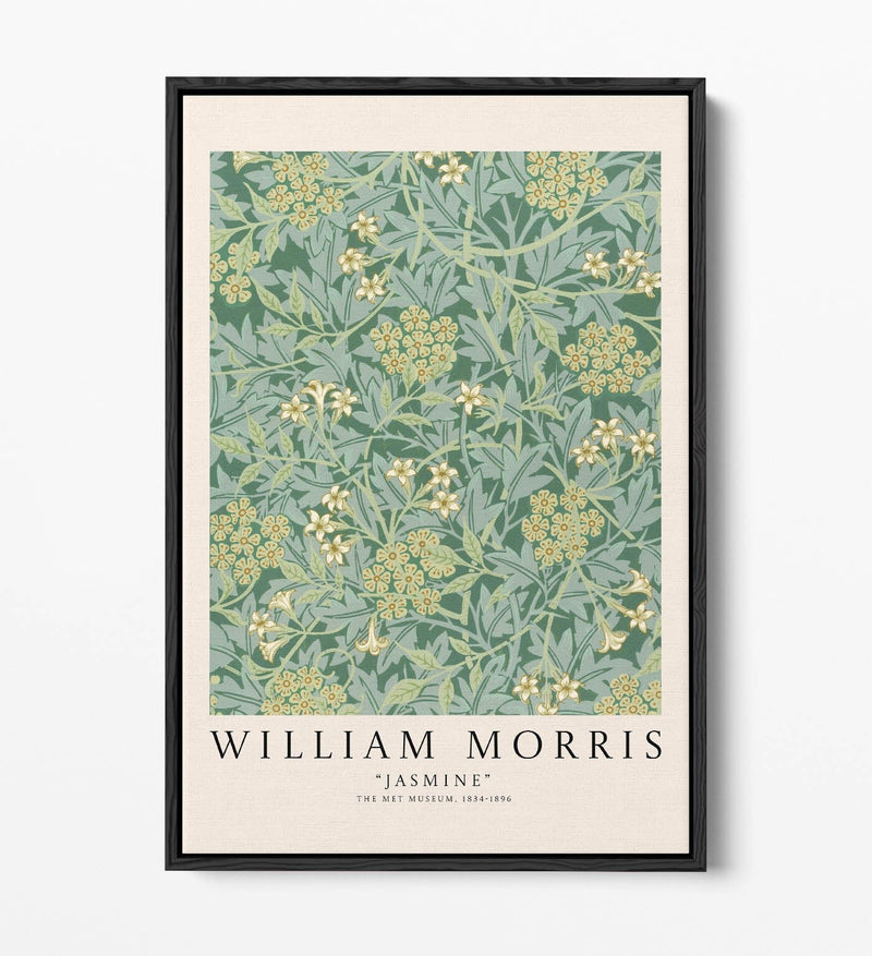 Floral Canvas Art - William Morris Jasmine Botanical Wall Art With Premium Float Frame