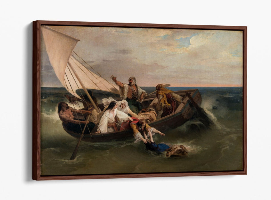 FRANCESCO HAYEZ, BOAT WITH GREEK FUGITIVES -FLOAT EFFECT CANVAS WALL ART PRINT