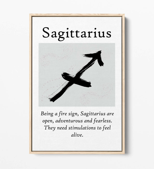 SAGITTARIUS STAR SIGN ZODIAC ASTROLOGY QUOTE -FLOAT EFFECT CANVAS WALL ART PRINT