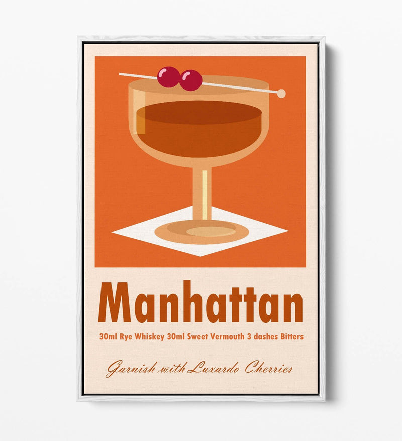 Manhattan Cocktail Poster - Premium Canvas Wall Art | Float Effect, Vibrant Colors