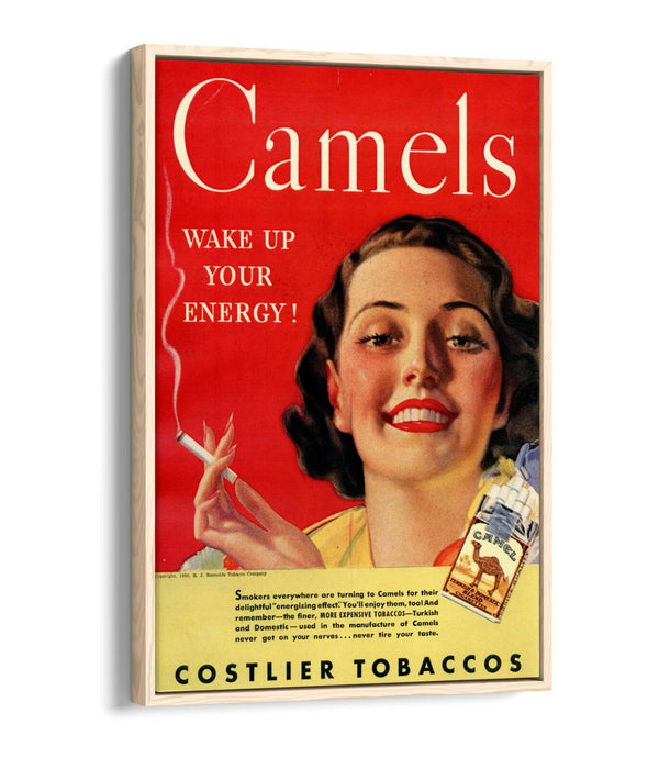 VINTAGE RETRO CAMELS CIGARETTES ADVERTISEMENT -FLOAT EFFECT CANVAS ART PRINT