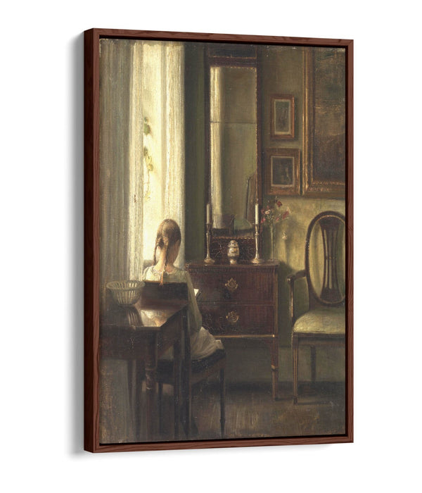 CARL HOLSOE, YOUNG GIRL READING -FLOAT EFFECT CANVAS WALL ART PIC PRINT