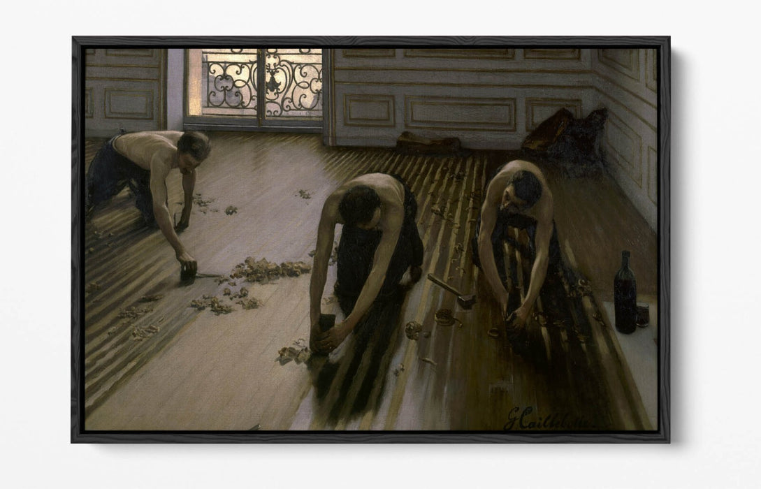 Float Effect Canvas Art – Gustave Caillebotte The Floor Scrapers Print On MDF Frame