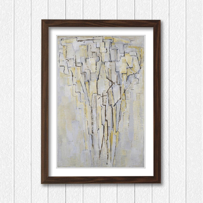 Mondrian Framed Wall Art – Handmade UK Tree Poster With Wood Grain Frame
