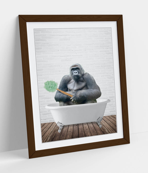 FUNNY GORILLA IN BATHTUB -ART FRAMED POSTER PICTURE PRINT BATHROOM ARTWORK