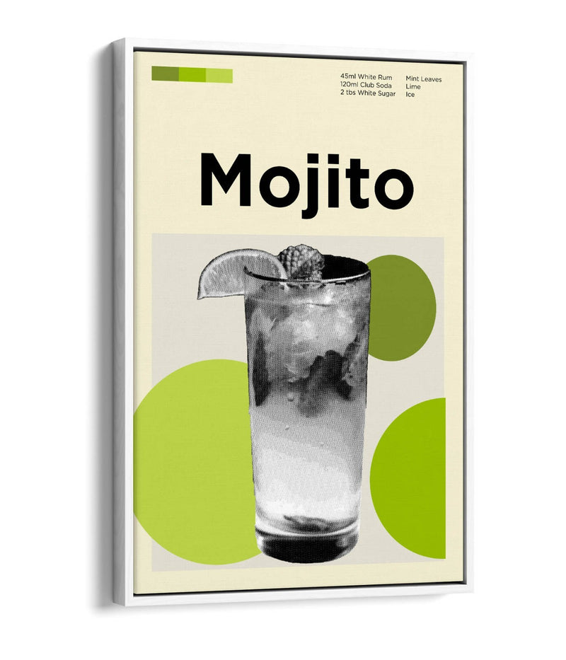Mojito Cocktail Poster - Funky Float Effect Canvas Wall Art Print For Kitchen Decor