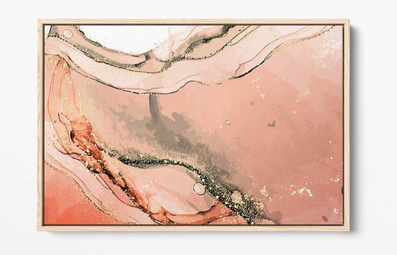 Canvas Wall Art - Abstract Marble Effect Pink Background Float Frame Print