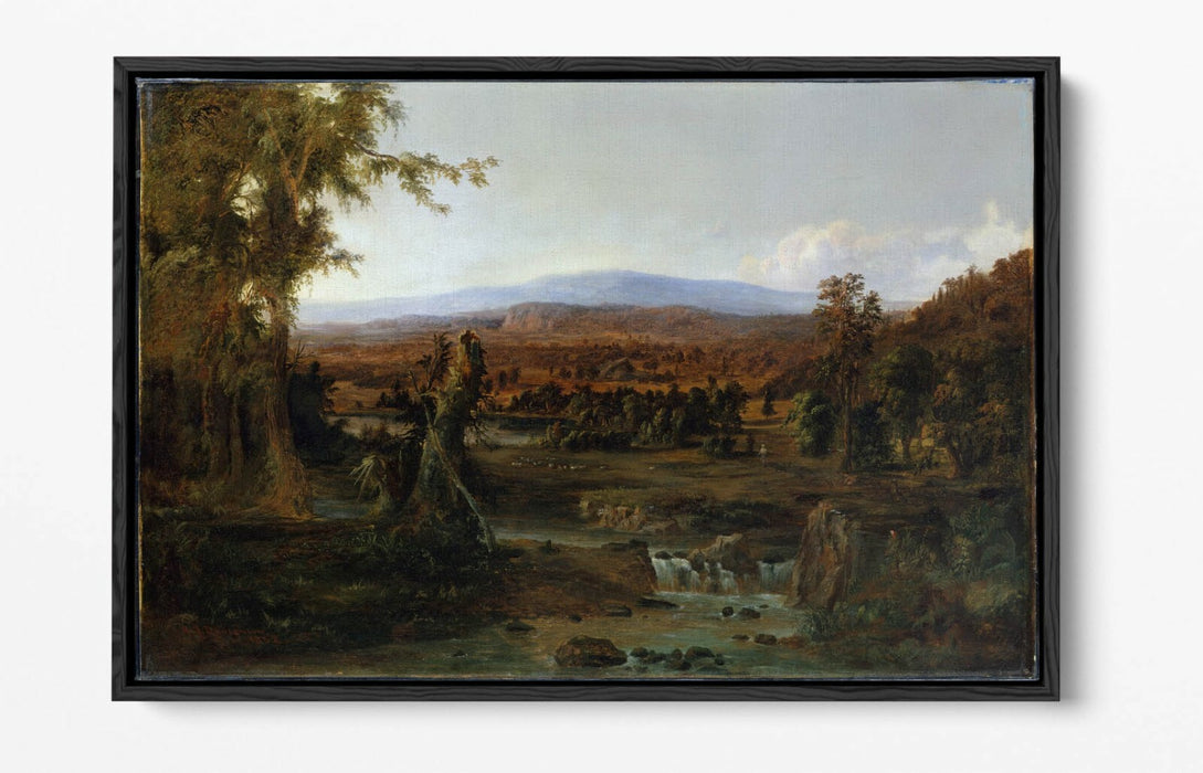 ROBERT S DUNCANSON, LANDSCAPE WITH SHEPARD -FLOAT EFFECT CANVAS WALL ART PRINT