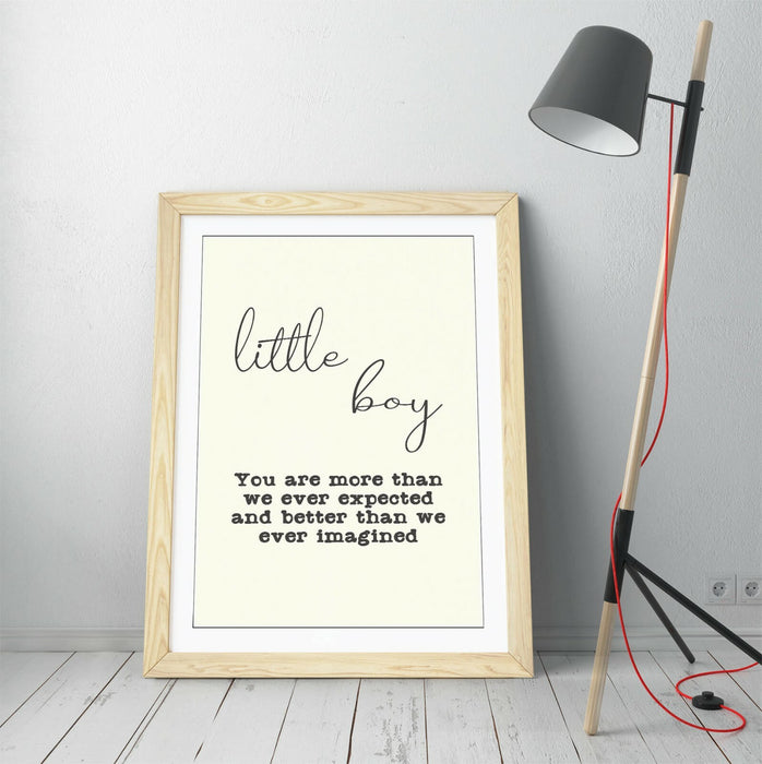 "LITTLE BOY" NURSERY BABY KIDS ROOM QUOTE SLOGAN -FRAMED WALL ART PICTURE PRINT