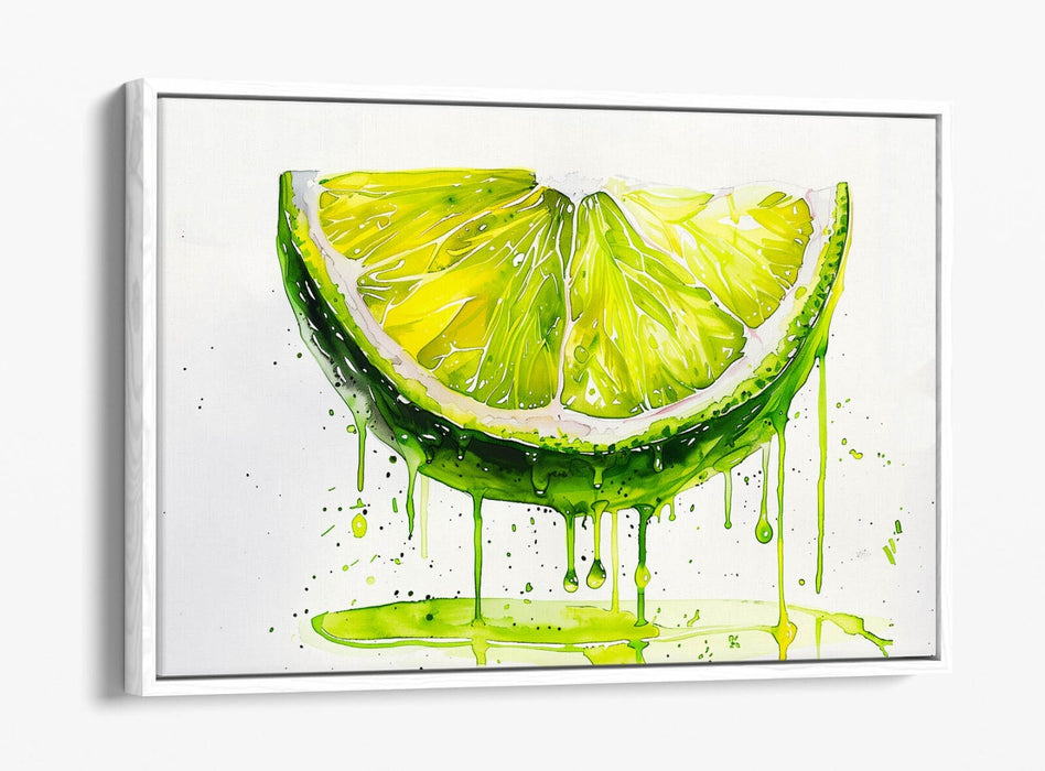 Float Effect Canvas Art – Juicy Green Lime Splash on Premium MDF Frame