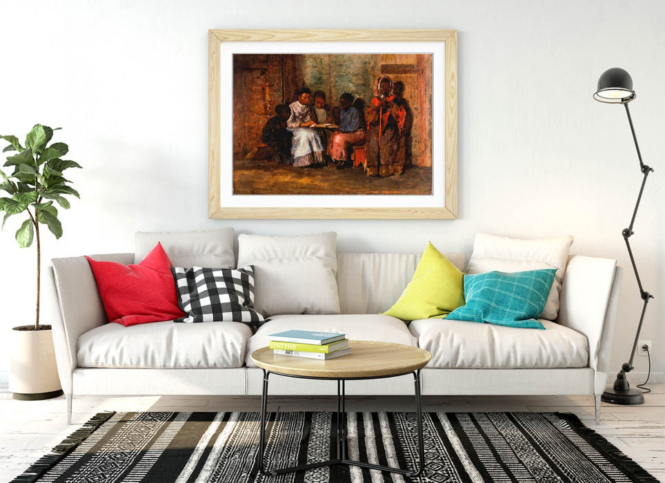 Framed Wall Art – Winslow Homer Sunday Morning Virginia Poster Print with Wood Grain Frame