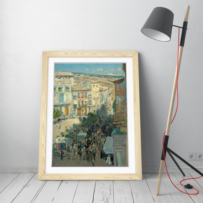 Framed Wall Art - Childe Hassam El Zocodover Toledo Spain Poster Print with Wood Grain Frame