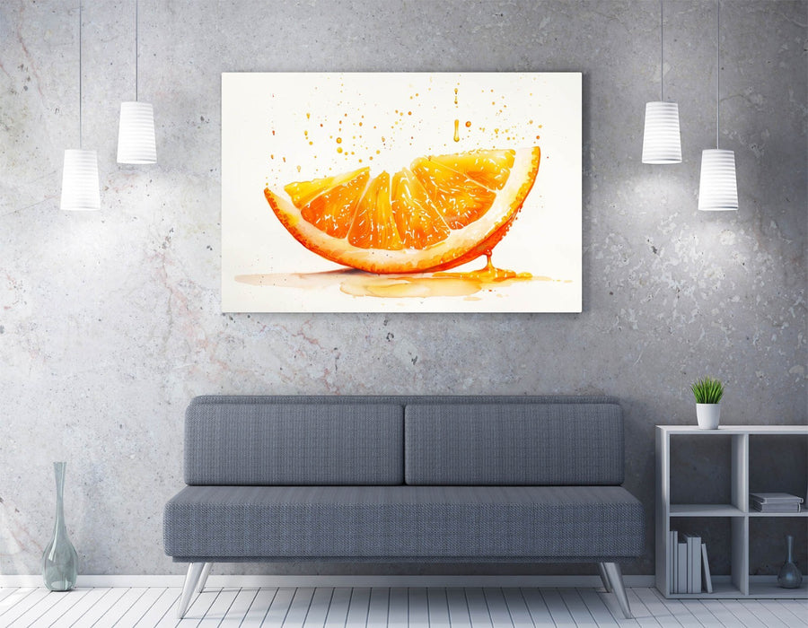 Orange Slice Canvas Art - Vibrant Juicy Orange Print | Contemporary Wall Decor