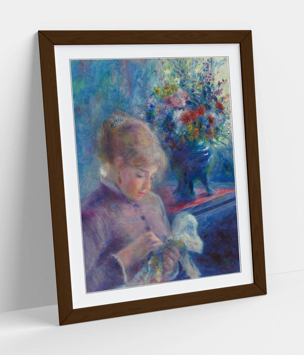 Renoir Framed Wall Art – Young Woman Sewing Classic Art Print UK, Ready To Hang