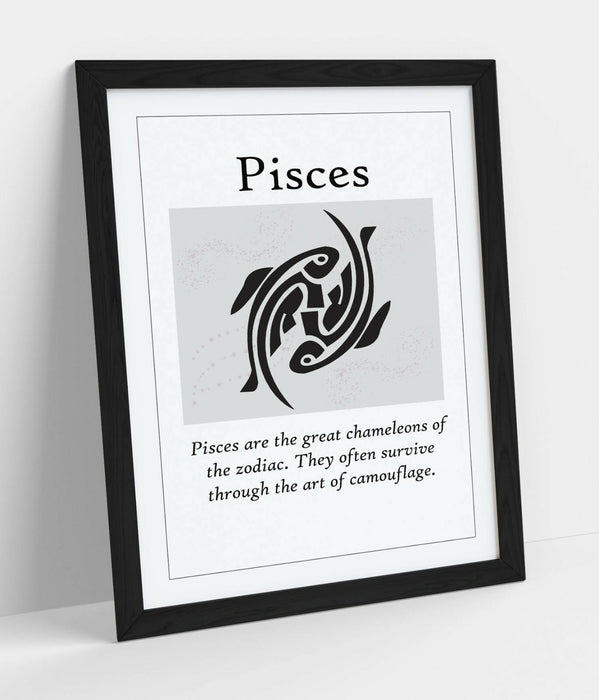 PISCES STAR SIGN ZODIAC ASTOLOGY QUOTE SLOGAN -FRAMED WALL ART PICTURE PRINT