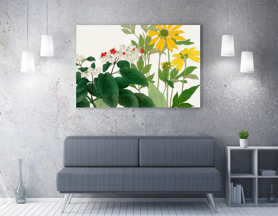 Canvas Wall Artwork - Handmade Japanese Woodblock Art Floral Canvas Decor Print
