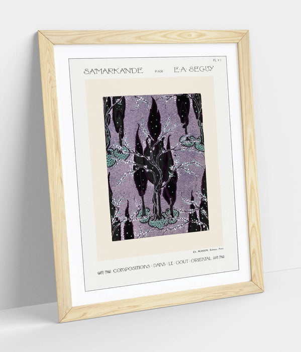 Framed Wall Art - Tree Pochoir Pattern Oriental Home Decor Poster Print 4 Sizes