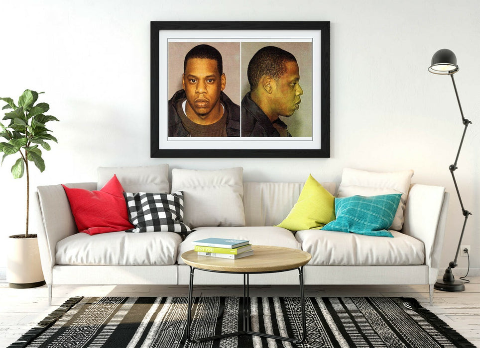 JAY Z MUGSHOT -ART FRAMED POSTER PICTURE PRINT ARTWORK- GREY BLACK