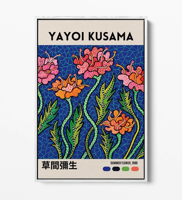 YAYOI KUSAMA FLOWERS FLORAL CONTEMPORARY DECOR FLOAT EFFECT CANVAS ART PRINT
