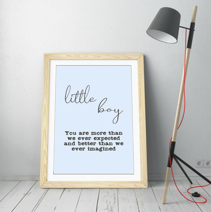 "LITTLE BOY" NURSERY BABY KIDS ROOM QUOTE SLOGAN -FRAMED WALL ART PICTURE PRINT