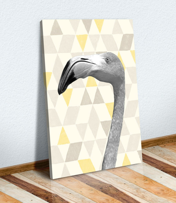 Flamingo Canvas Wall Art - Black And White Geo Spirit Animal Print On Premium Canvas
