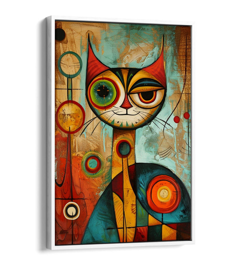 Float Effect Canvas Art - Cool Cat Abstract Contemporary Wall Decor Print
