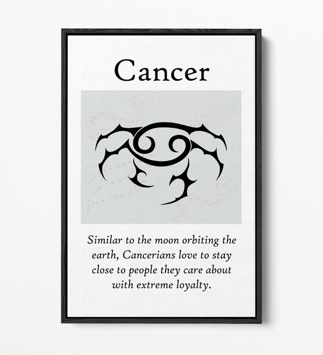 CANCER STAR SIGN ZODIAC ASTROLOGY QUOTE -FLOAT EFFECT CANVAS WALL ART PRINT