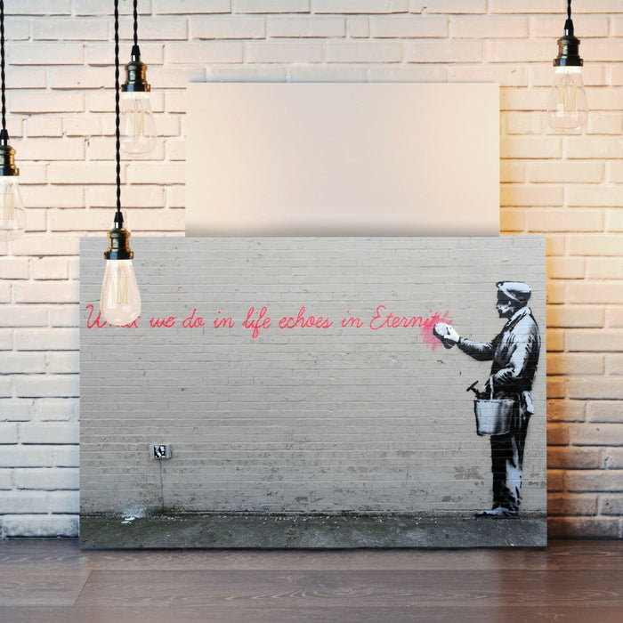 BANKSY CANVAS STREET WALL ART PRINT ARTWORK - What we do in life