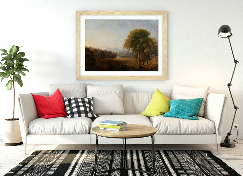 Framed Wall Art - Robert S Duncanson Landscape Picture Print With Woodgrain Frame