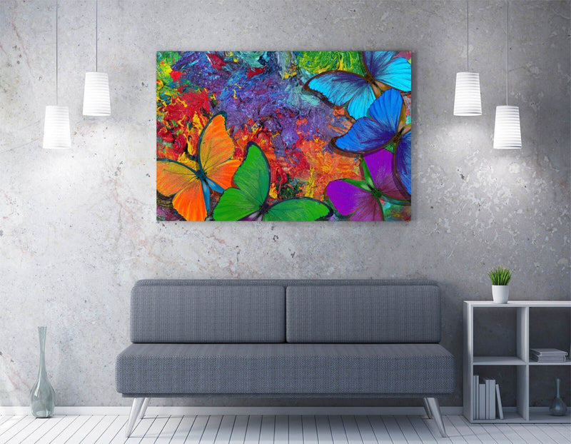 Butterflies Wall Art – Abstract Multi Color Canvas Print | Ready To Hang Decor