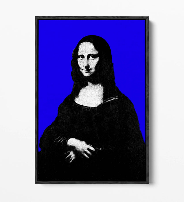 MONA LISA POP ART DA VINCI BLUE BACKGROUND -FLOAT EFFECT CANVAS WALL ART PRINT