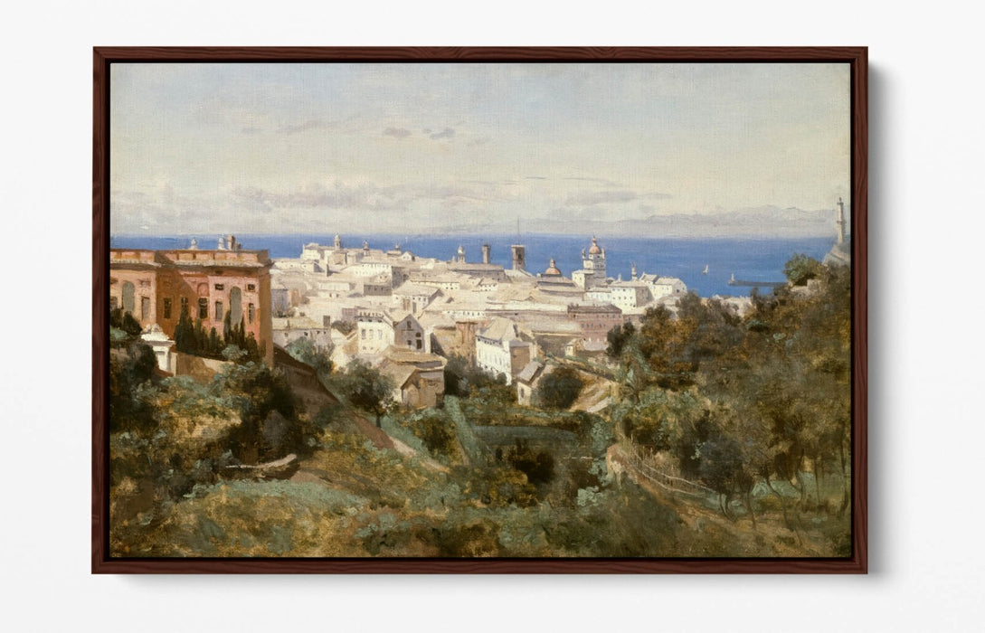 CAMILLE COROT, VIEW OF GENOA -FLOAT EFFECT CANVAS WALL ART PRINT