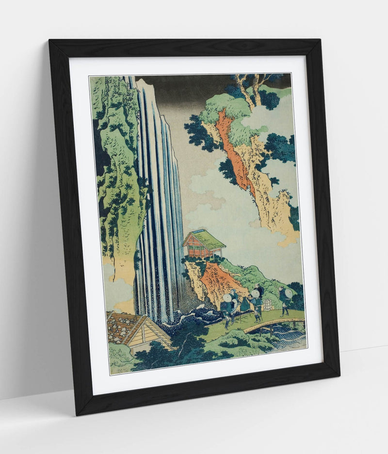Framed Wall Art – Hokusai Painting Print Ono Falls | Handmade Japanese Decor