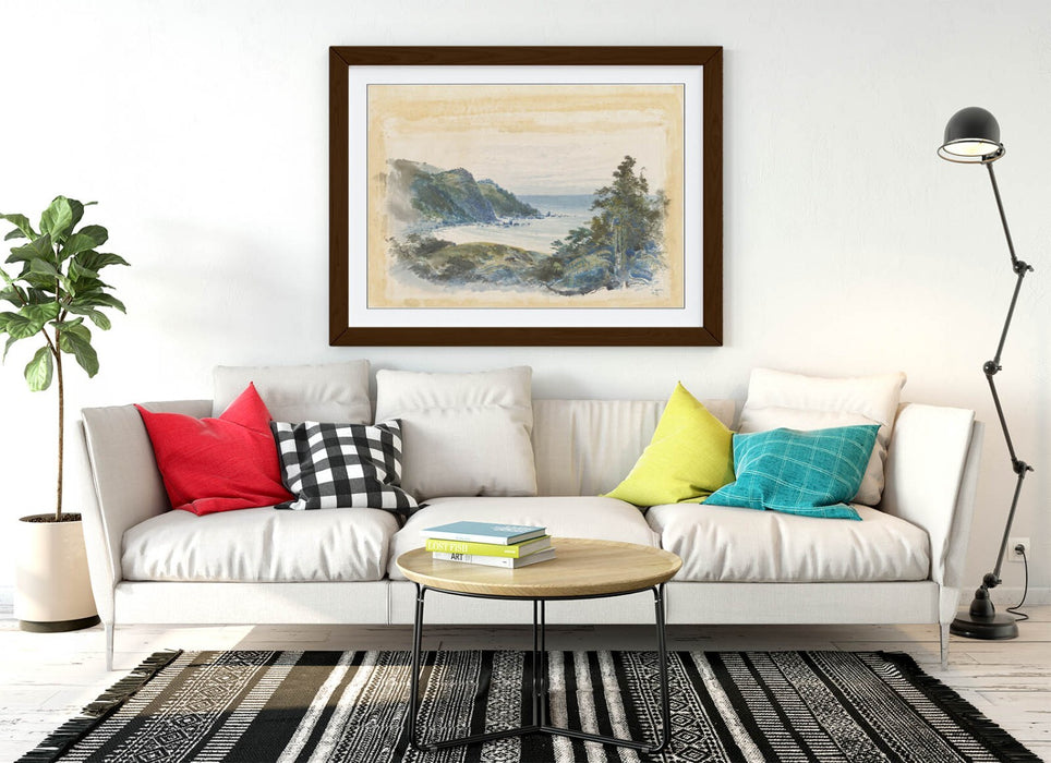 Framed Art Poster - William Hodgkins Coastal Print | Natural Wood Frame, Matte Paper