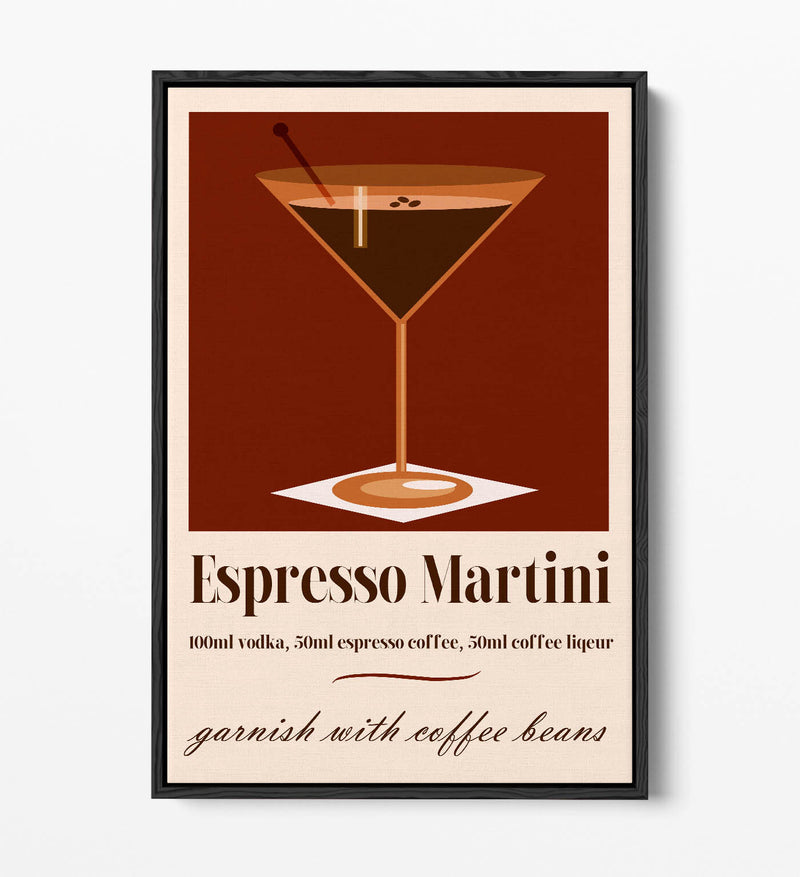 Espresso Martini Canvas – Float Effect Cocktail Wall Art With Premium Varnish Finish