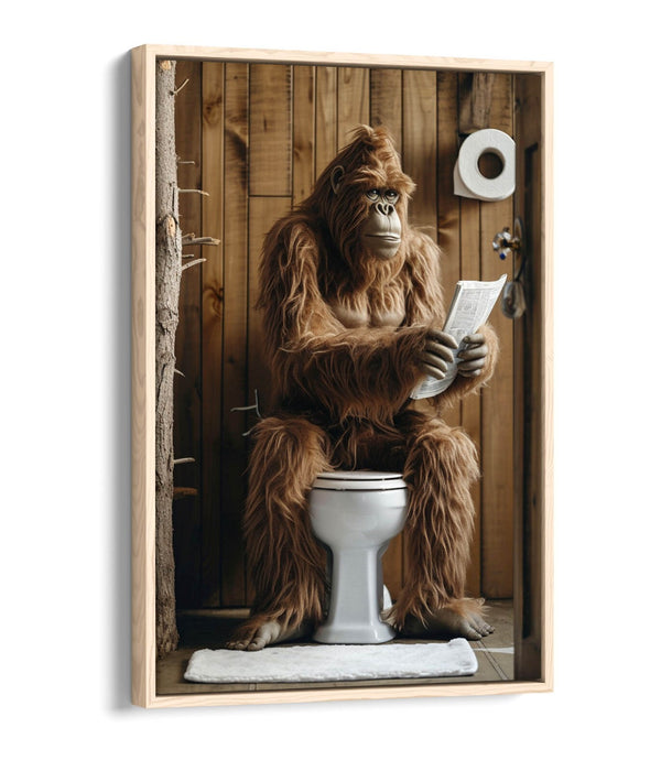 Bigfoot Canvas Art – Funny Bathroom Wall Decor | Float Effect Canvas Print