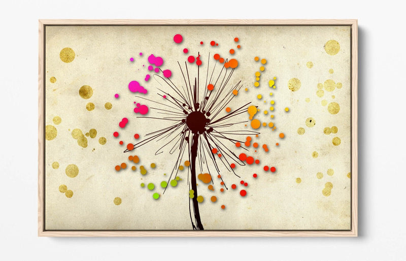 Dandelion Canvas Art - Multi Colour Float Effect Canvas Wall Decor Bedroom Print