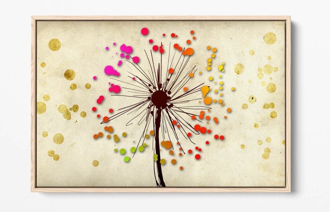 Dandelion Canvas Art - Multi Colour Float Effect Canvas Wall Decor Bedroom Print