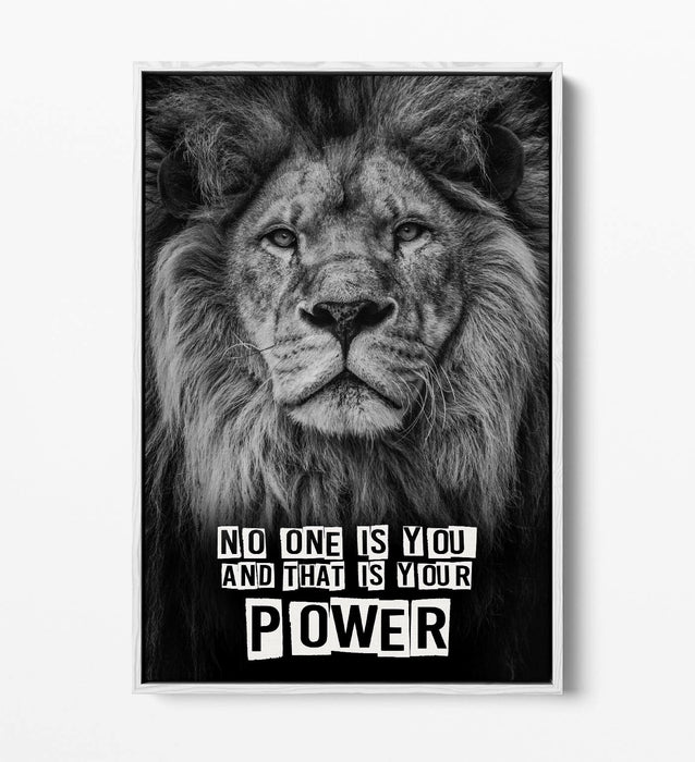 LION HEAD QUOTE FLOAT EFFECT CANVAS WALL ART PIC PRINT GRAFFITI- BLACK GREY