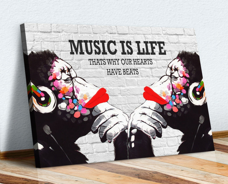 MONKEY DJ BANKSY MUSIC IS LIFE CANVAS STREET WALL ART PRINT ARTWORK GORILLA FF